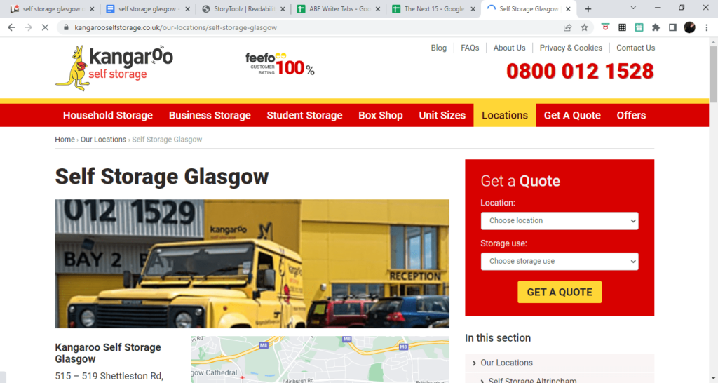Kangaroo Self Storage Homepage