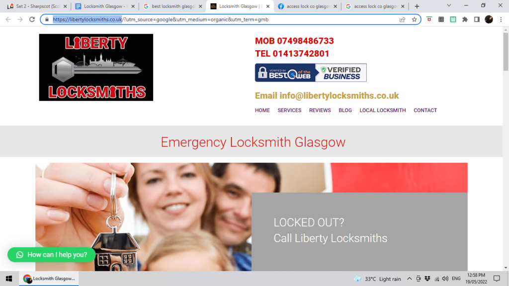 3. Liberty Locksmiths Homepage