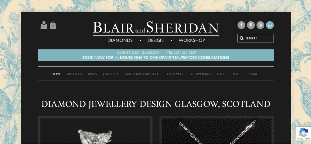 Blair and Sheridan Bespoke Diamond Jewellers Homepage