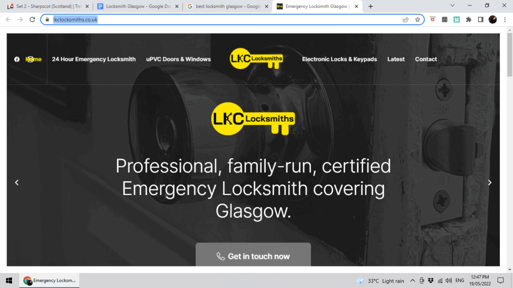 LKC Locksmiths Glasgow Homepage