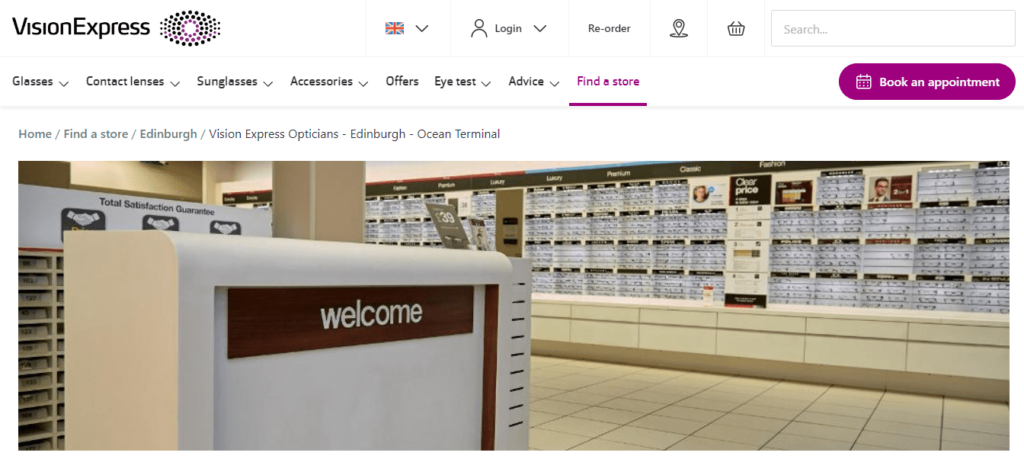 Vision Express Opticians Homepage