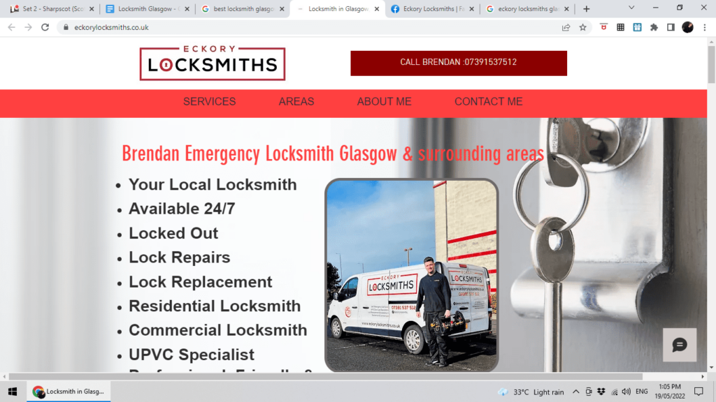 Eckory Locksmiths Glasgow Homepage