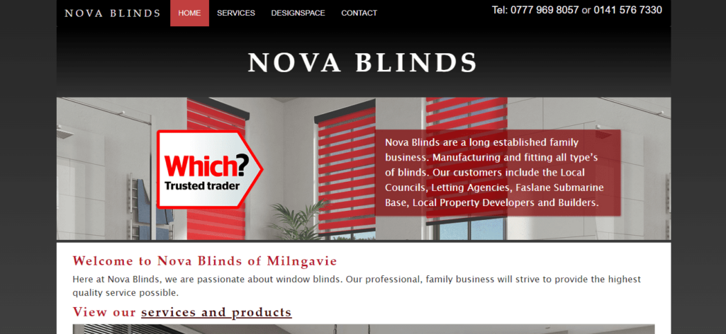 Nova Blinds Homepage