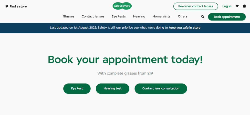Specsavers Opticians Homepage