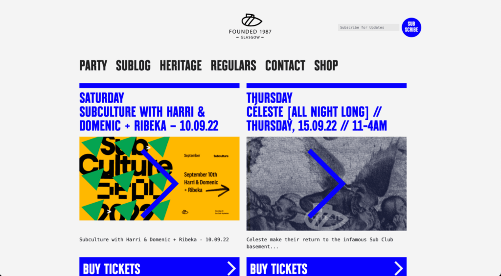 Sub Club Homepage