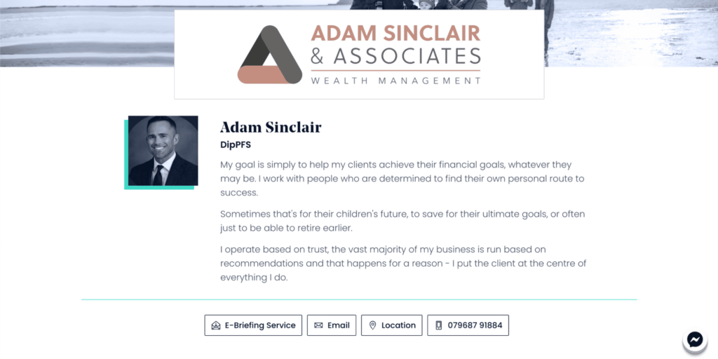 Adam Sinclair & Associates Wealth Management Homepage